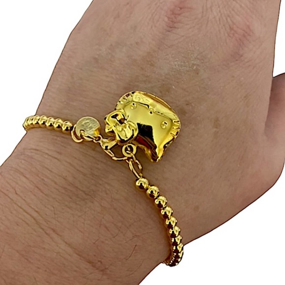 Handmade Hello Kitty Gold Plated Locket Beaded Bracelet - Picture 2 of 3